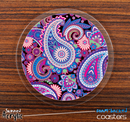 The Bright Purple Paisley Pattern Skinned Foam-Backed Coaster Set