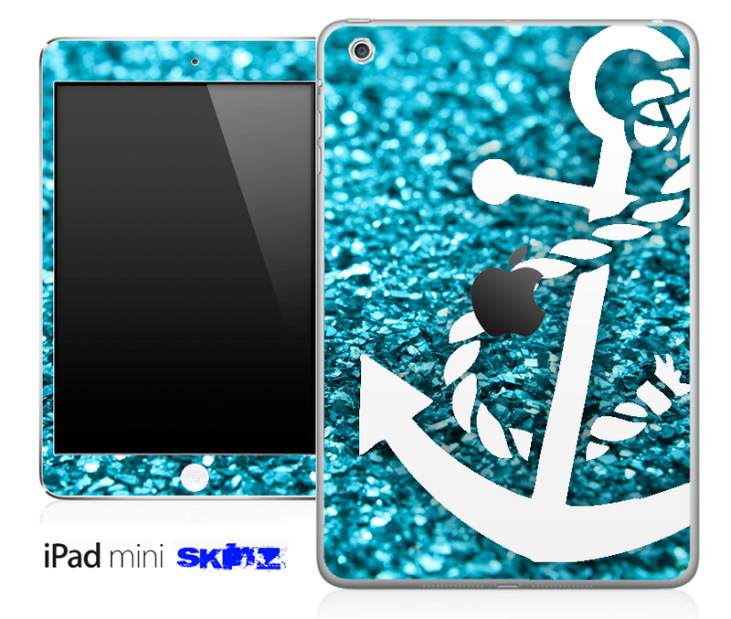 Glimmer Blue and White Anchor Skin for the iPad Mini or Other iPad Versions