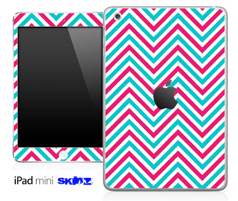 Pink/Blue Sharp Chevron Pattern Skin for the iPad Mini or Other iPad Versions