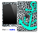 Real Leopard and Trendy Green Anchor Skin for the iPad Mini or Other iPad Versions