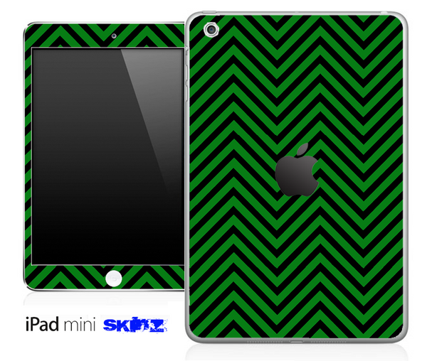 Green/Black Sharp Chevron Pattern Skin for the iPad Mini or Other iPad Versions