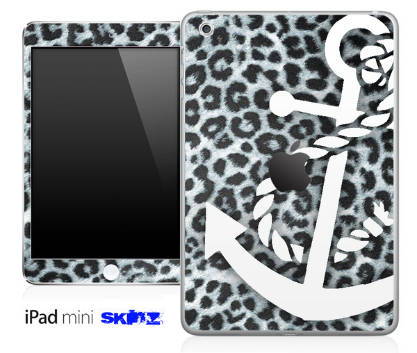 Real Leopard and White Anchor Skin for the iPad Mini or Other iPad Versions