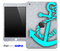Silver Sparkle Print and Turquoise Anchor Skin for the iPad Mini or Other iPad Versions