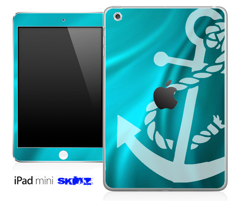 Turquoise Sheets and Subtle White Anchor Skin for the iPad Mini or Other iPad Versions