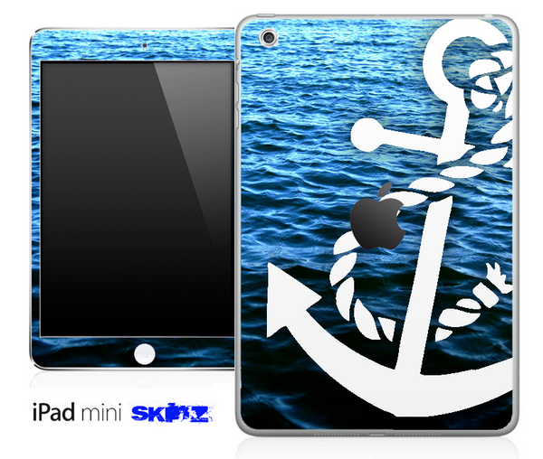 Rough Water and White Anchor Skin for the iPad Mini or Other iPad Versions