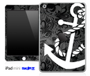 Black Paisley Floral and White Anchor Skin for the iPad Mini or Other iPad Versions
