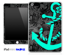 Black Paisley Floral and Trendy Green Anchor Skin for the iPad Mini or Other iPad Versions
