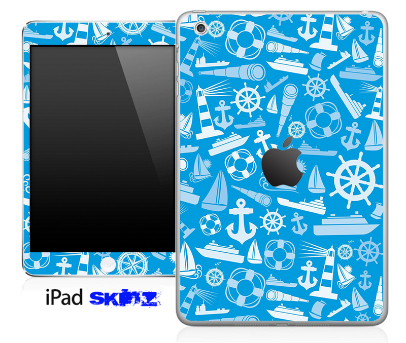 Blue Nautical Collage Skin for the iPad Mini or Other iPad Versions