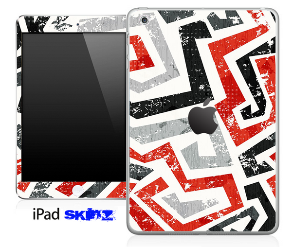 Abstract Red White and Black Skin for the iPad Mini or Other iPad Versions
