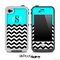 Custom Monogram Initials Turquoise Chevron Pattern Skin for the iPhone 5 or 4/4s LifeProof Case