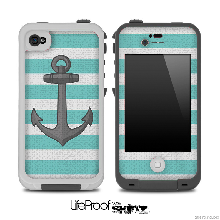 Aqua Green Vintage Anchor Skin for the iPhone 5 or 4/4s LifeProof Case