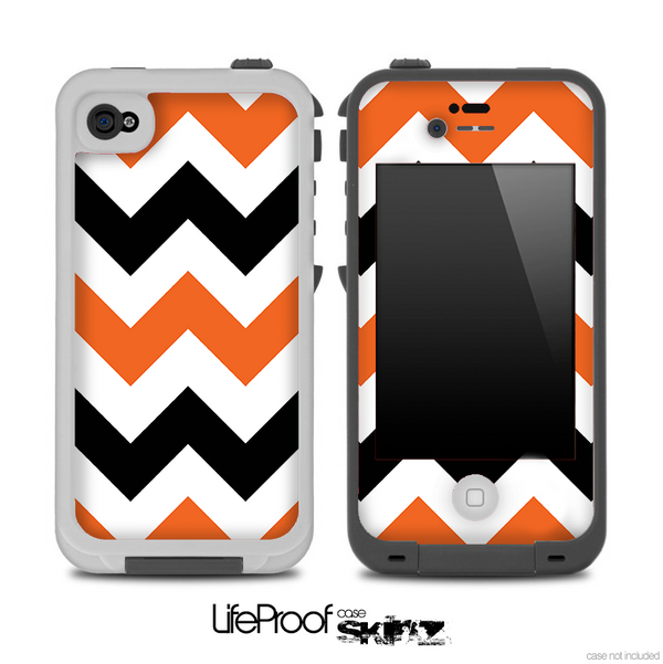 Black & Orange V2 Chevron Pattern Skin for the iPhone 5 or 4/4s LifeProof Case