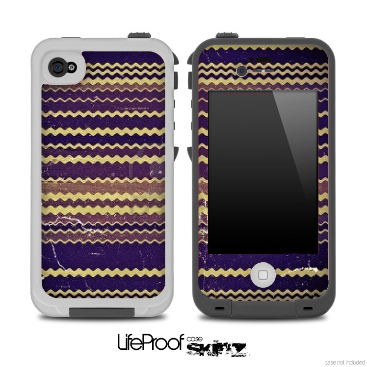 Vintage Dark Blue Chevron Pattern Skin for the iPhone 5 or 4/4s LifeProof Case