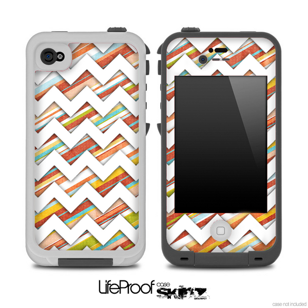 Color Stripes and White Chevron Pattern for the iPhone 5 or 4/4s LifeProof Case