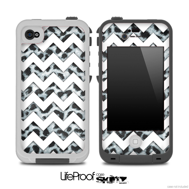 Black and White Leopard Print and White Chevron Pattern for the iPhone 5 or 4/4s LifeProof Case
