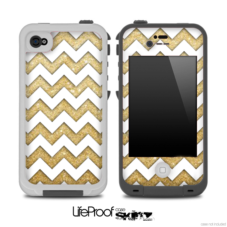 Gold and White Chevron Pattern for the iPhone 5 or 4/4s LifeProof Case