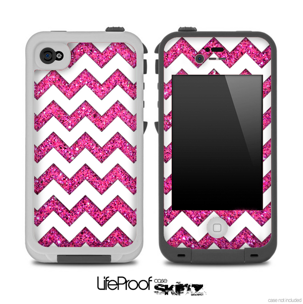 Pink Sparkle and White Chevron Pattern for the iPhone 5 or 4/4s LifeProof Case