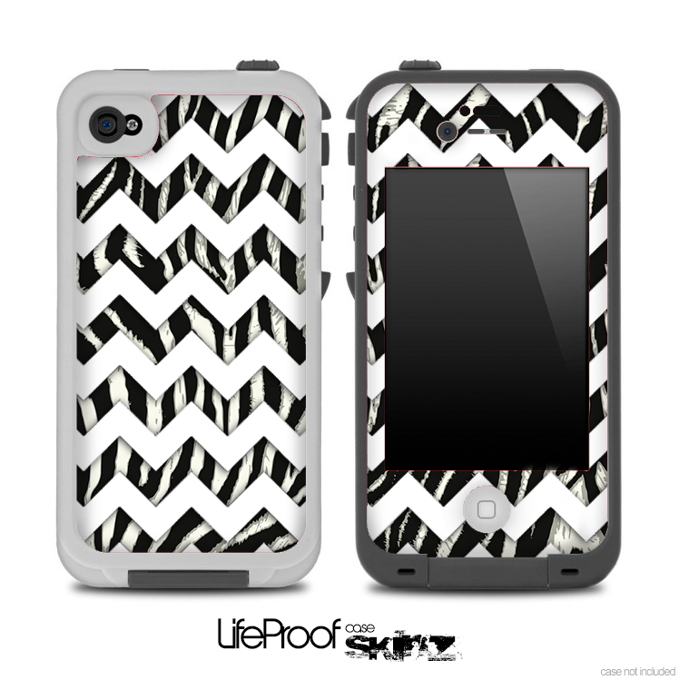 Real Zebra and White Chevron Pattern for the iPhone 5 or 4/4s LifeProof Case