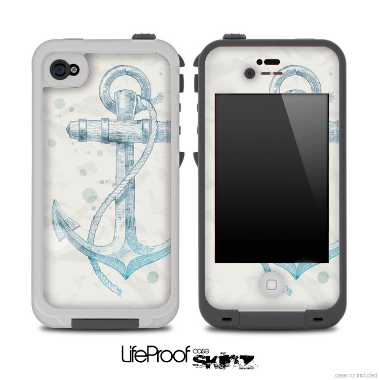 Hand Drawn Anchor on Grunge Paper Skin for the iPhone 5 or 4/4s LifeProof Case