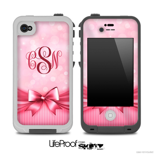Magical Pink Bow Custom Monogrammed V2 Skin for the iPhone 5 or 4/4s LifeProof Case