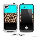 Three-Toned Turquoise Cheetah V2 Skin for the iPhone 5 or 4/4s LifeProof Case