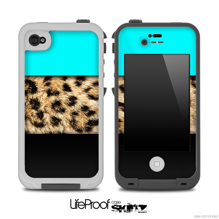 Three-Toned Turquoise Cheetah Skin for the iPhone 5 or 4/4s LifeProof Case