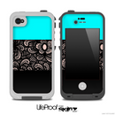 Three-Toned Turquoise Floral Laced Skin for the iPhone 5 or 4/4s LifeProof Case
