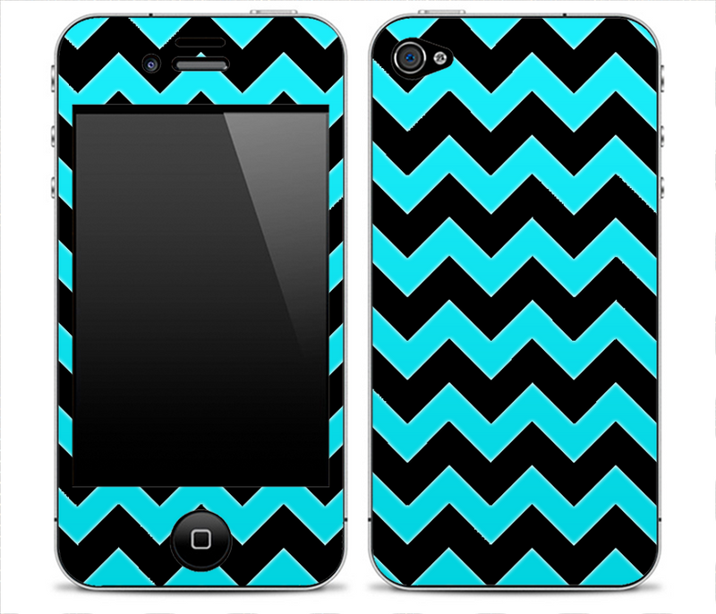 Black Chevron and Solid Turquoise Skin for the iPhone 3gs, 4/4s or 5