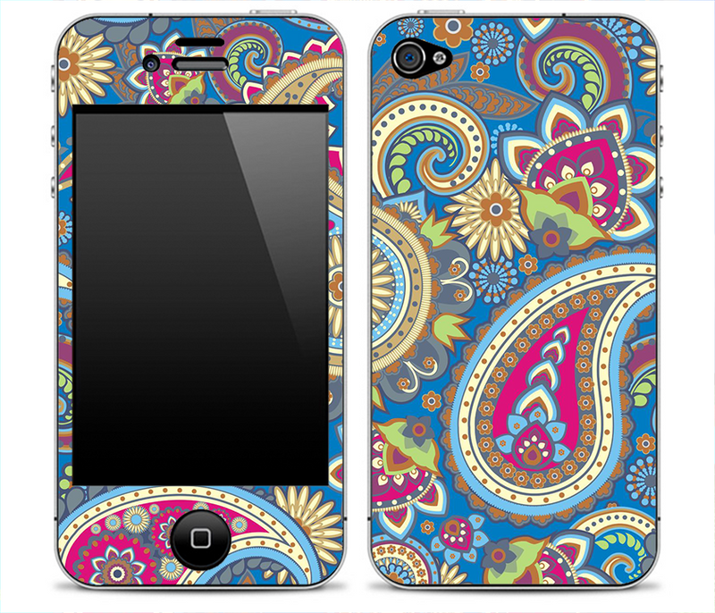 Pink, Blue and Yellow Paisley Print Skin for the iPhone 3gs, 4/4s, 5, 5s or 5c