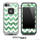 White Chevron Green Glimmer Skin for the iPhone 5 or 4/4s LifeProof Case