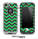 Lime Green and Black Chevron V4 Skin for the iPhone 5 or 4/4s LifeProof Case