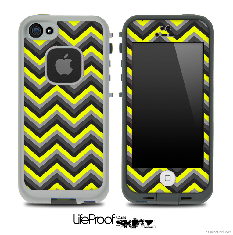 Black and Yellow Chevron V4 Skin for the iPhone 5 or 4/4s LifeProof Case