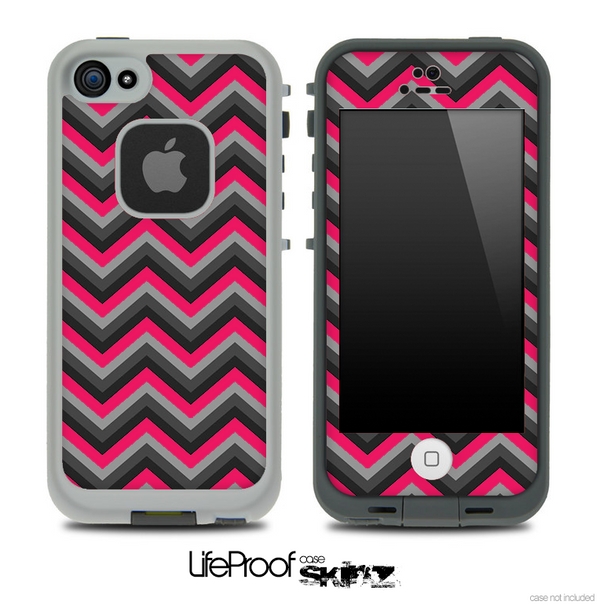 Black and Subtle Pink Chevron V4 Skin for the iPhone 5 or 4/4s LifeProof Case