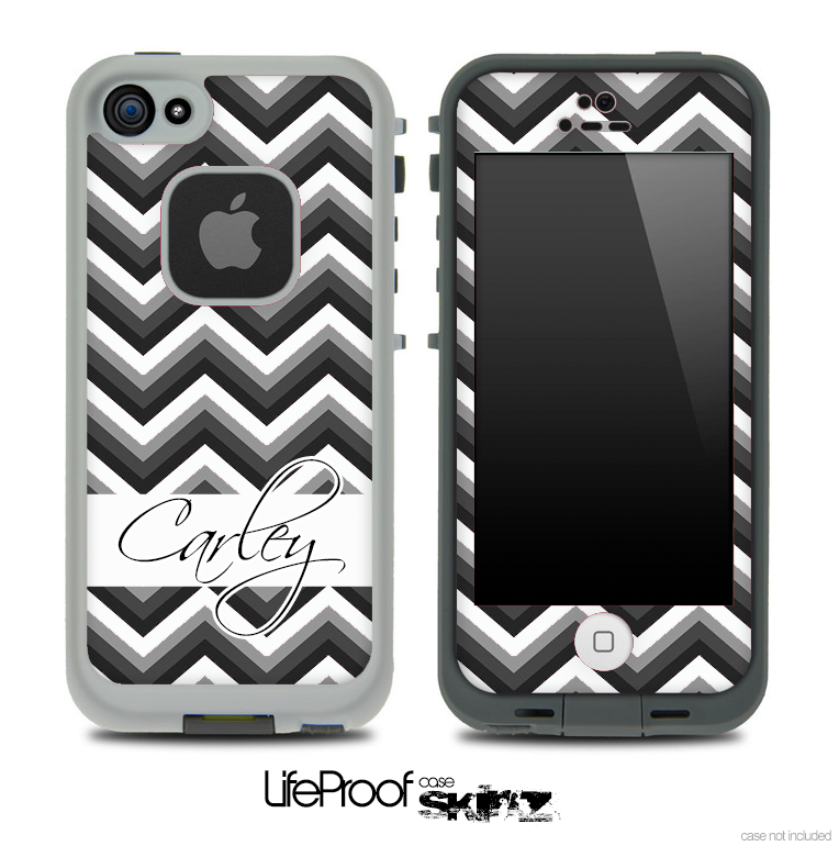 Name Script Black and White Chevron V4 Skin for the iPhone 5 or 4/4s LifeProof Case