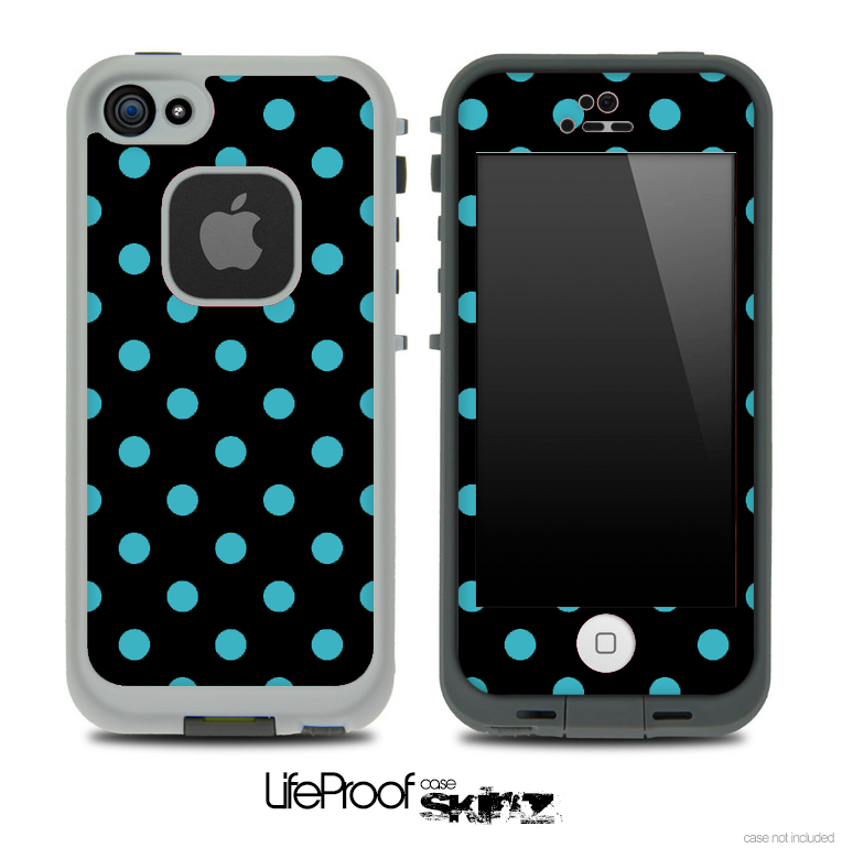Polka Dotted Blue and Black V3 Skin for the iPhone 5 or 4/4s LifeProof Case