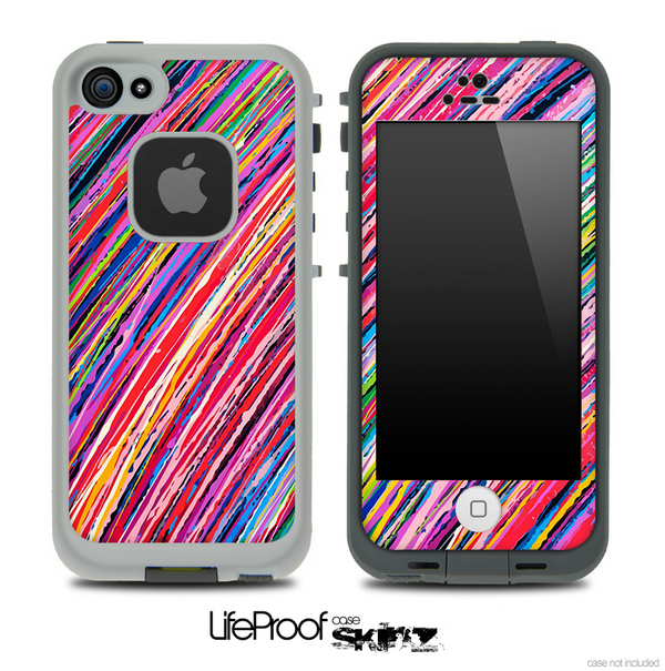 Abstract Neon Sketched Stripes V3 Skin for the iPhone 5 or 4/4s LifeProof Case