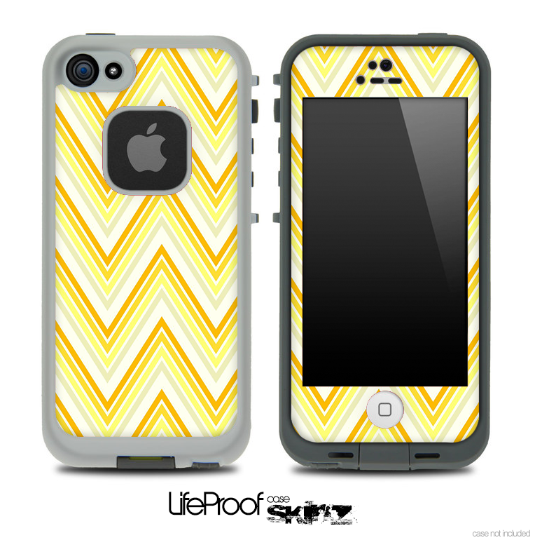 Bright Yellow Chevron Pattern V3 Skin for the iPhone 5 or 4/4s LifeProof Case