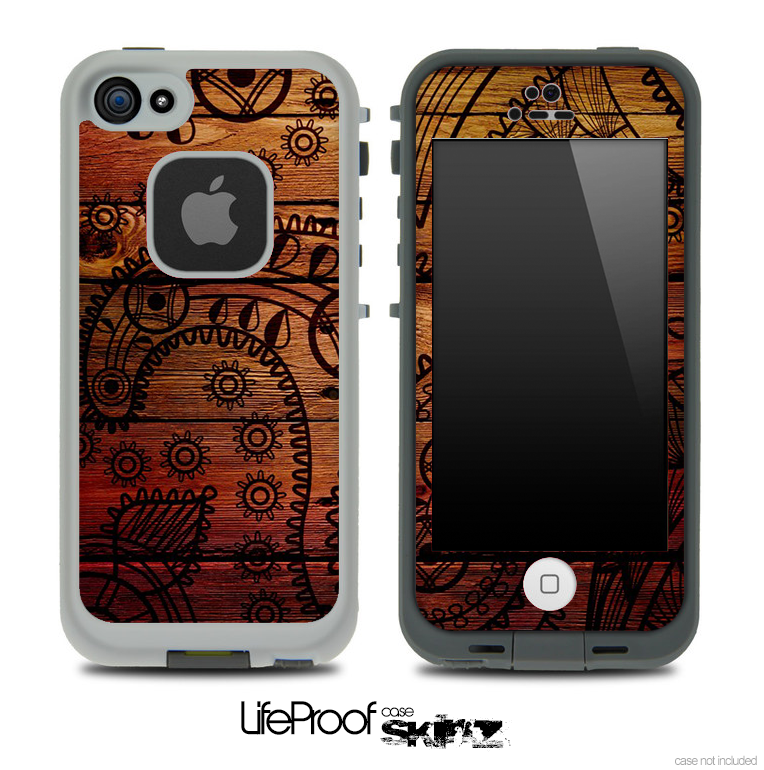 Wooden Floral Skin for the iPhone 5 or 4/4s LifeProof Case