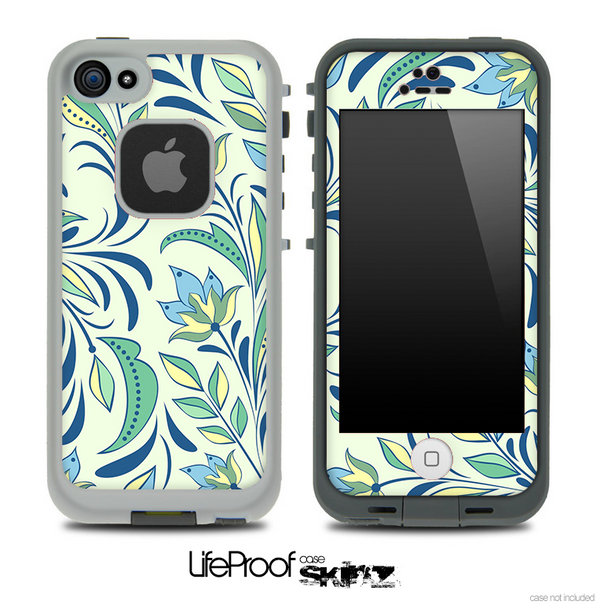 Blue & Green Floral Skin for the iPhone 5 or 4/4s LifeProof Case