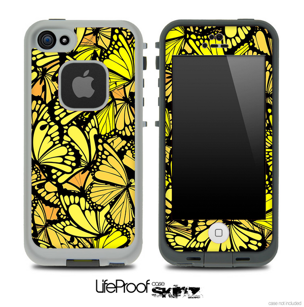 Yellow Butterfly Bundle Skin for the iPhone 5 or 4/4s LifeProof Case