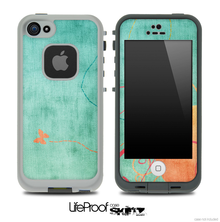 Vintage Green and Orange Pattern Skin for the iPhone 5 or 4/4s LifeProof Case