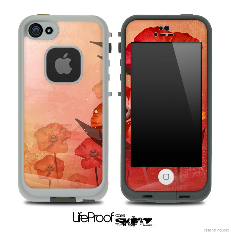Peach Artistic Flower Skin for the iPhone 5 or 4/4s LifeProof Case