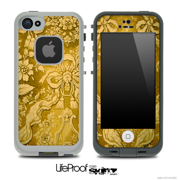Yellow Elegant Flower Skin for the iPhone 5 or 4/4s LifeProof Case