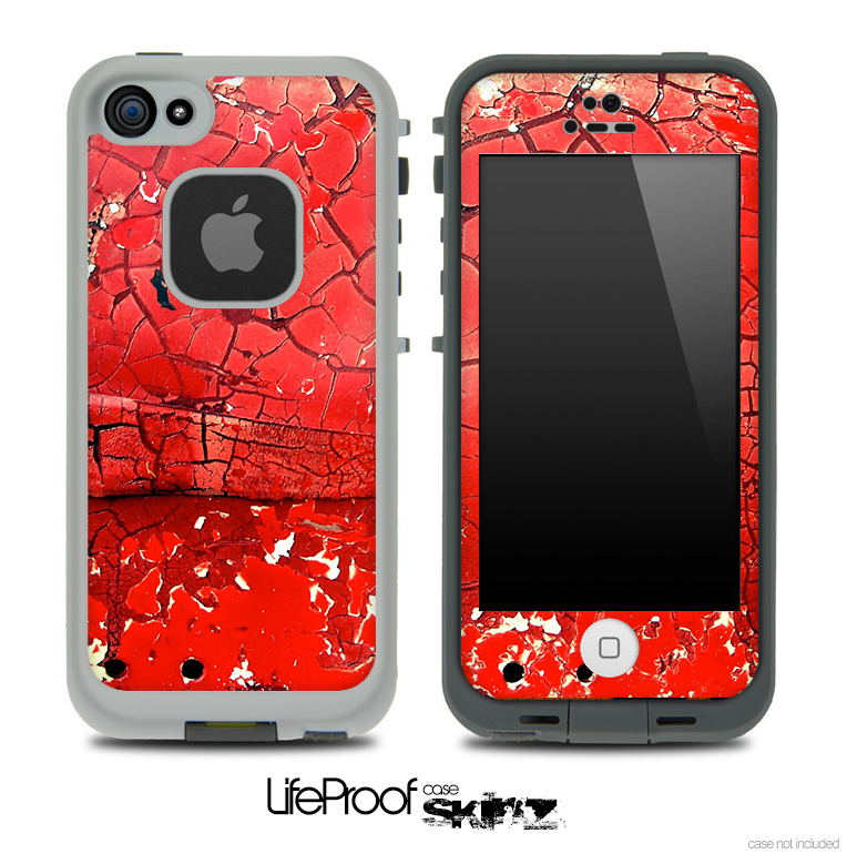 Cracked Red Paint Skin for the iPhone 5 or 4/4s LifeProof Case