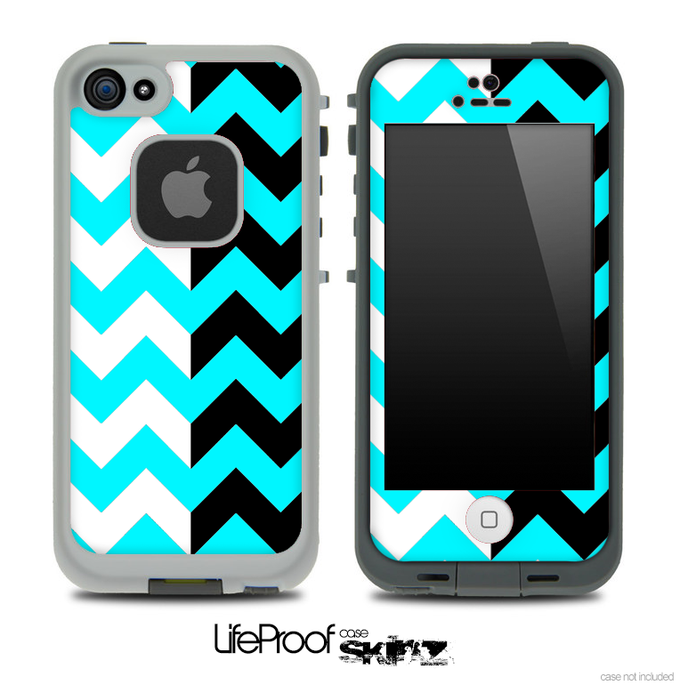 Two Toned Chevron Pattern Turquoise Skin for the iPhone 5 or 4/4s LifeProof Case