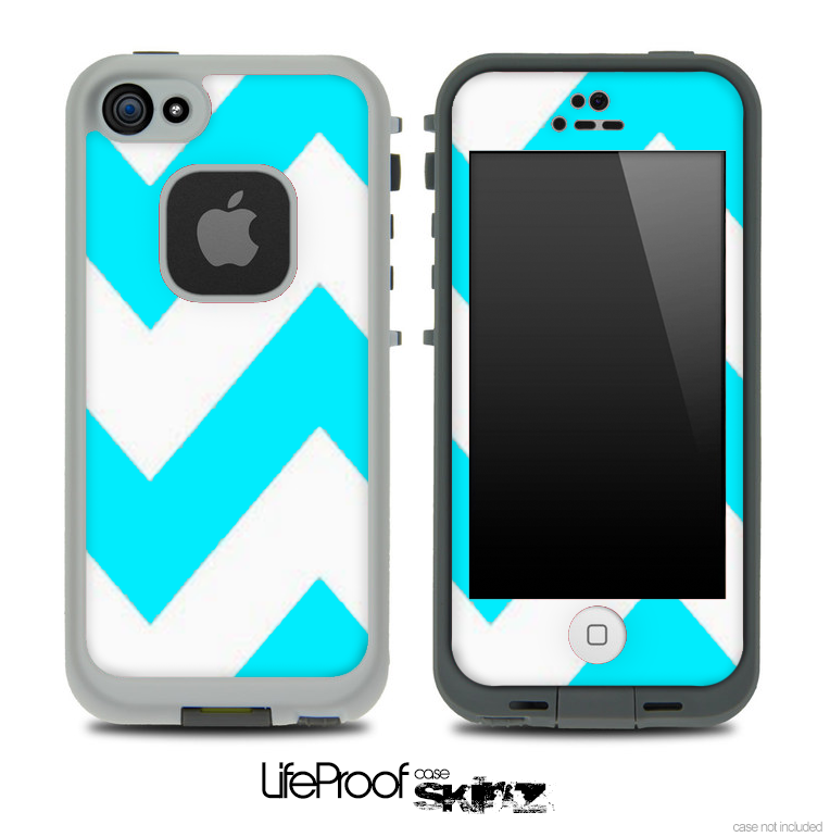 Chevron Pattern V2 Turquoise and White Skin for the iPhone 5 or 4/4s LifeProof Case