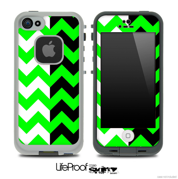 Two Toned Chevron Pattern Lime Green Skin for the iPhone 5 or 4/4s LifeProof Case