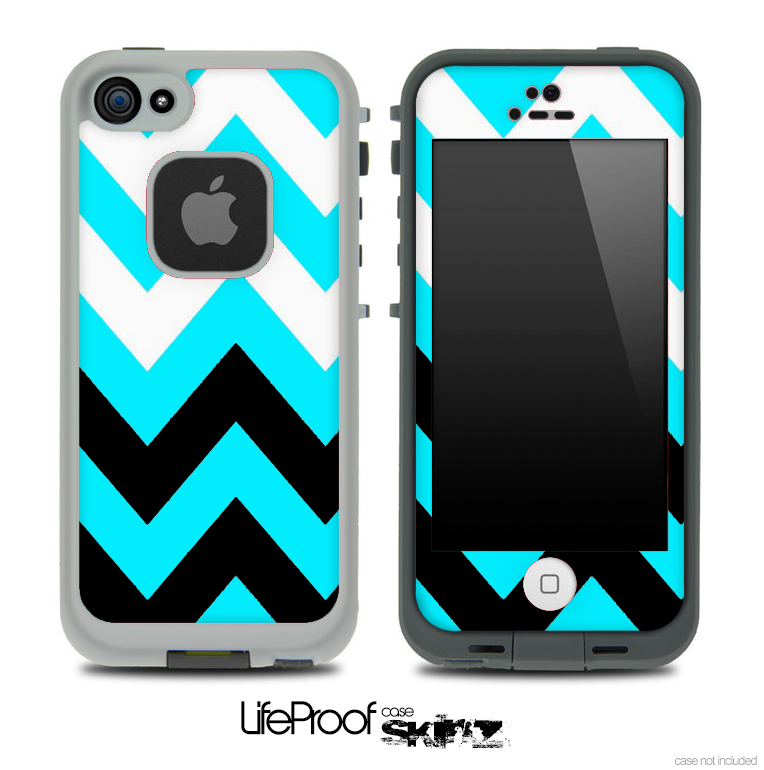 Chevron Pattern Turquoise Black and White Skin for the iPhone 5 or 4/4s LifeProof Case