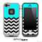 Turquoise Black and White Chevron Pattern V3 Skin for the iPhone 5 or 4/4s LifeProof Case