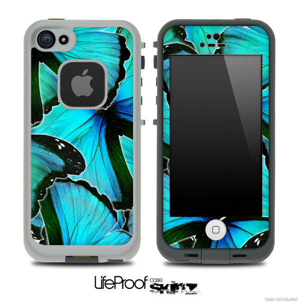 Turquoise Butterfly Bundle V3 Skin for the iPhone 5 or 4/4s LifeProof Case